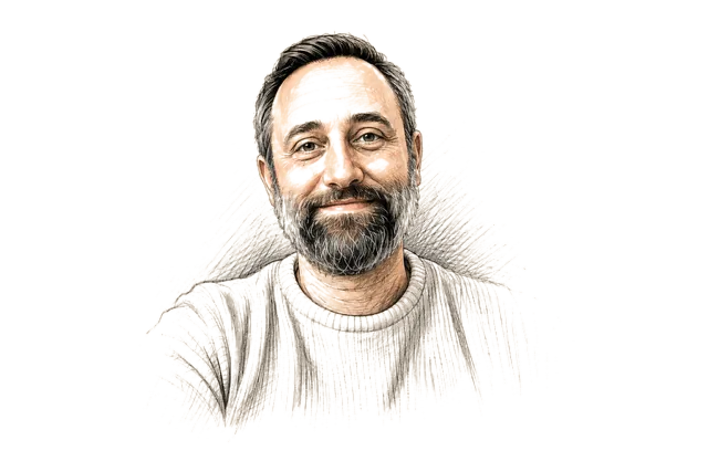 Hand-drawn portrait of Steve Dillberg