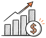 Rising sales chart and dollar symbol