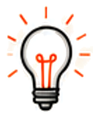 Light bulb with orange idea rays