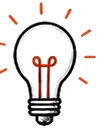 Light bulb with orange idea rays