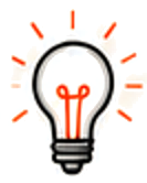 Light bulb with orange idea rays