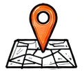 Location pin on a folded map