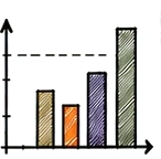 Peer comparison bar chart with a benchmark line