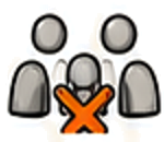 People separated by an orange X, representing data never shared