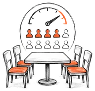 Restaurant activity gauge above guests and a dining table
