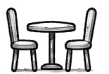Restaurant table with two chairs