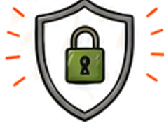 Shield and padlock representing data protection