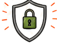 Shield and padlock representing data protection