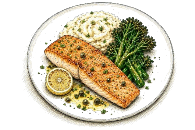 Sketch of a salmon dinner plate